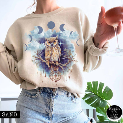 Sweatshirt Vintage Mystical Owl Sweatshirt The Mystic Eden