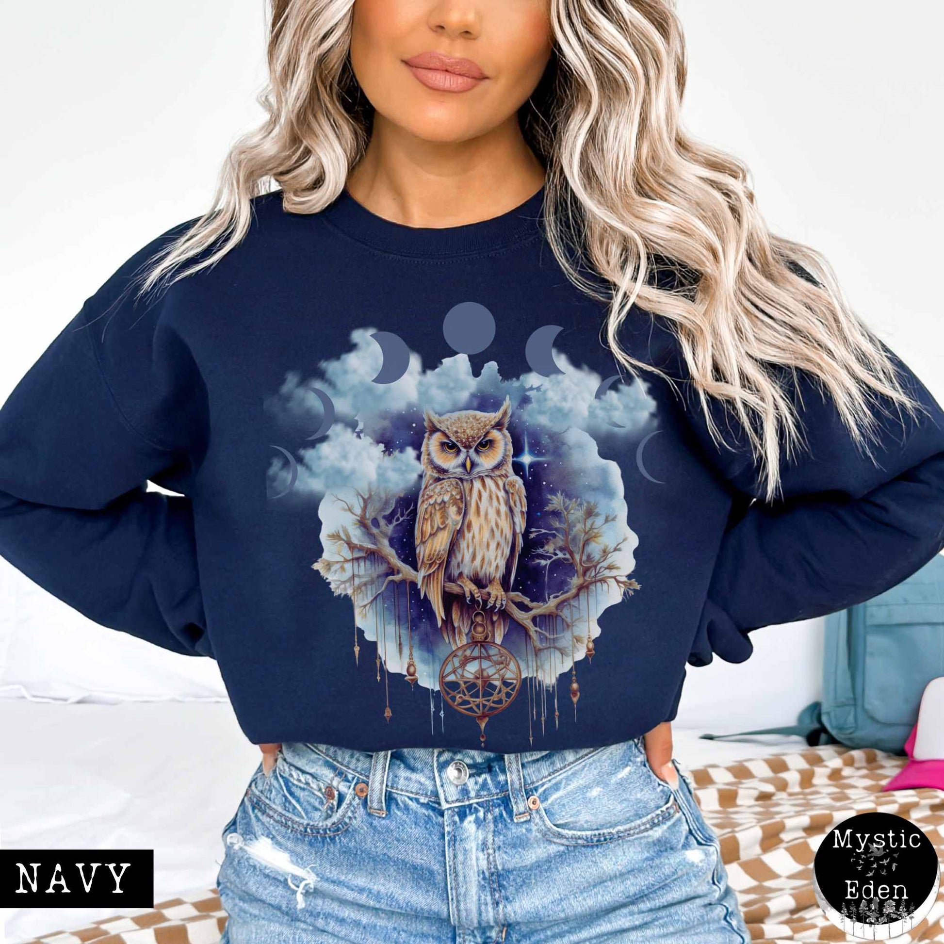 Sweatshirt Vintage Mystical Owl Sweatshirt The Mystic Eden