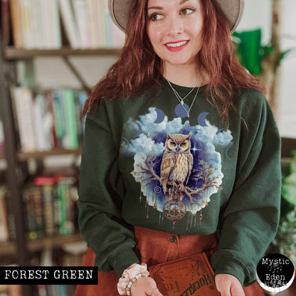Sweatshirt Vintage Mystical Owl Sweatshirt The Mystic Eden