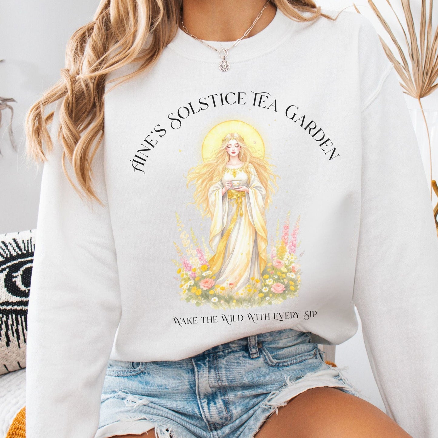 Sweatshirt White / S Áine’s Solstice Tea Garden Celtic Goddess Sweatshirt The Mystic Eden