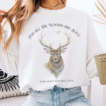 Sweatshirt White / S All the Woods Are Alive With Watchful Eyes Walter de la Mare Sweatshirt The Mystic Eden