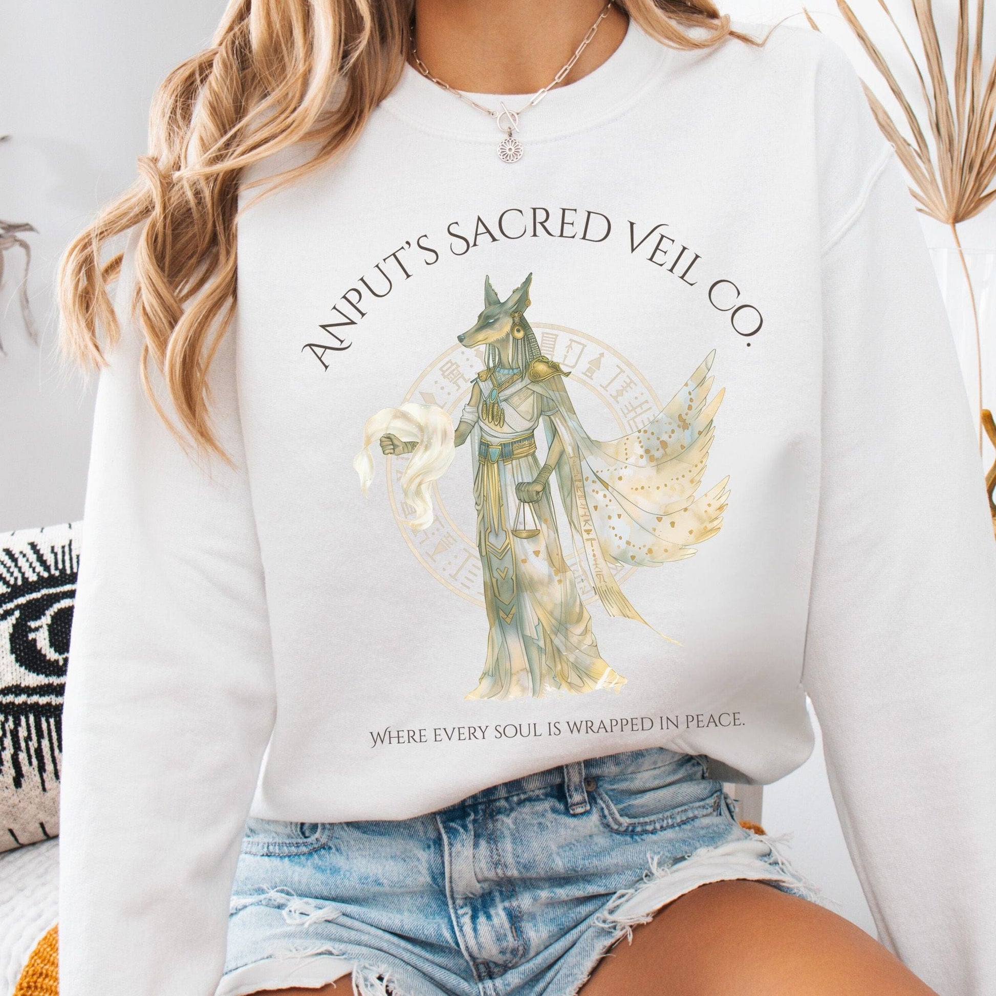 Sweatshirt White / S Anput's Sacred Veil Co Egyptian Mythology Sweatshirt The Mystic Eden
