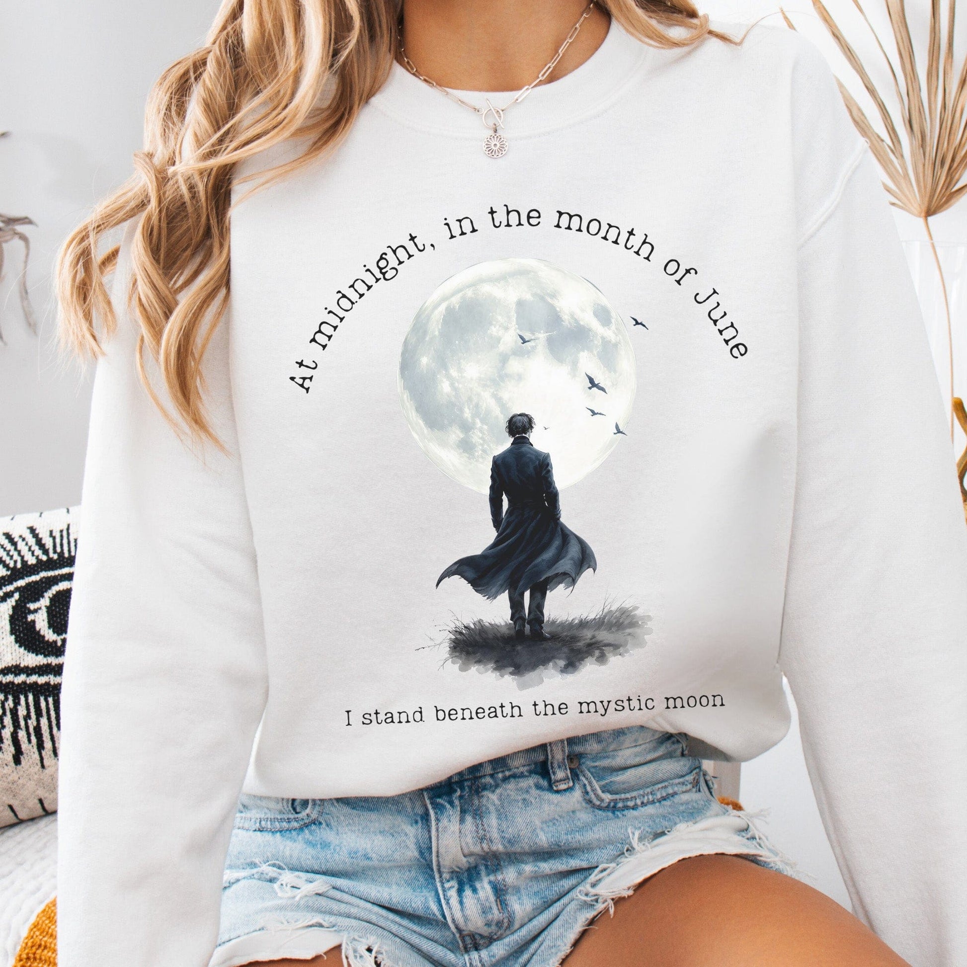 Sweatshirt White / S Beneath the Mystic Moon Edgar Allan Poe Sweatshirt The Mystic Eden