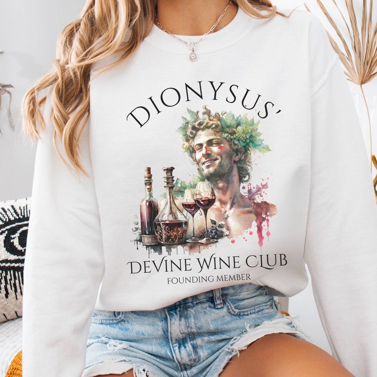 Sweatshirt White / S Dionysus' Divine Wine Club Mythology Sweatshirt The Mystic Eden