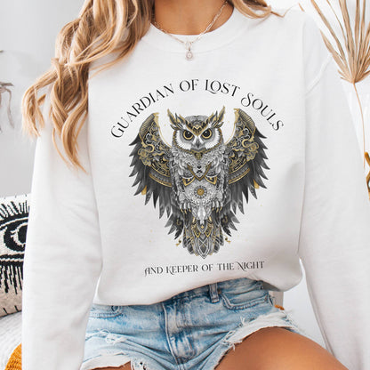 Sweatshirt White / S Guardian of Lost Souls Mythic Owl Sweatshirt The Mystic Eden