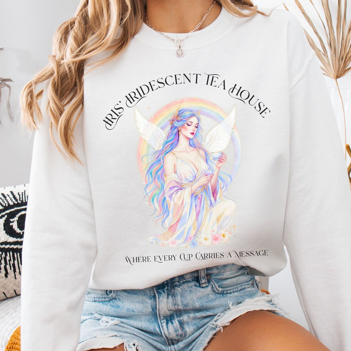 Sweatshirt White / S Iris’ Iridescent Tea House Mythology Sweatshirt The Mystic Eden