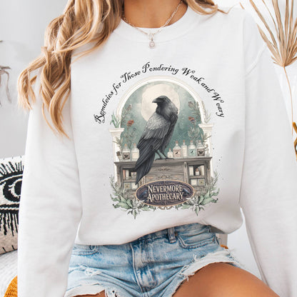 Sweatshirt White / S Nevermore Apothecary Edgar Allan Poe Sweatshirt The Mystic Eden