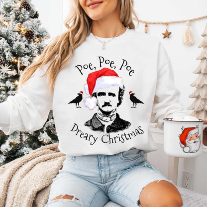 Sweatshirt White / S Poe, Poe, Poe - Dreary Christmas Sweatshirt The Mystic Eden