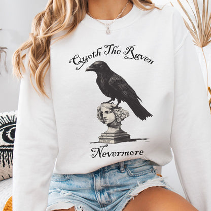Sweatshirt White / S Quoth the Raven Nevermore Poe Sweatshirt The Mystic Eden
