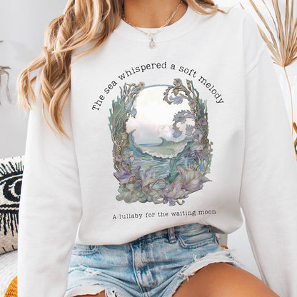 Sweatshirt White / S Sea's Lullaby for the Waiting Moon Poetry Sweatshirt The Mystic Eden