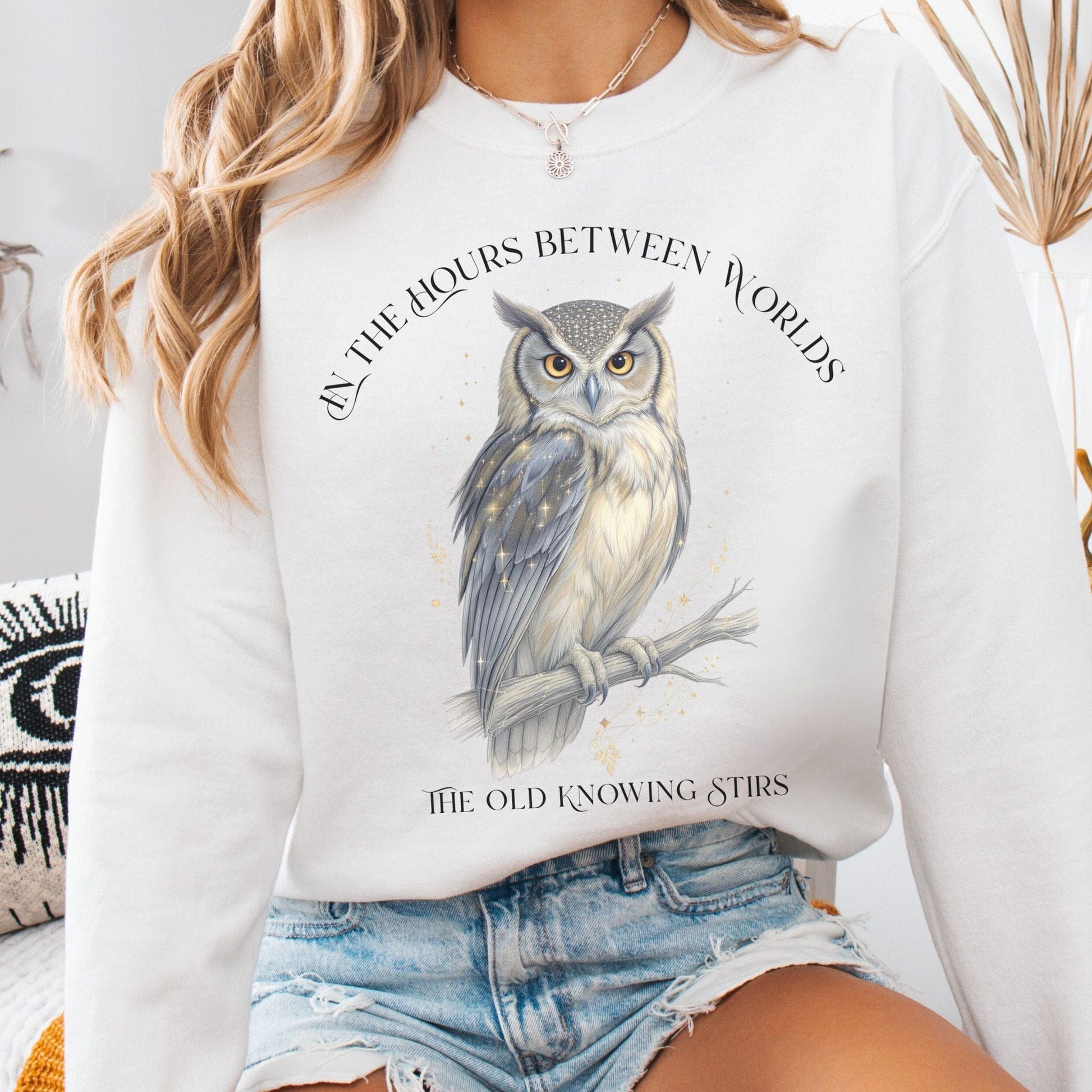 Sweatshirt White / S The Old Knowing Stirs Mystical Owl Sweatshirt The Mystic Eden