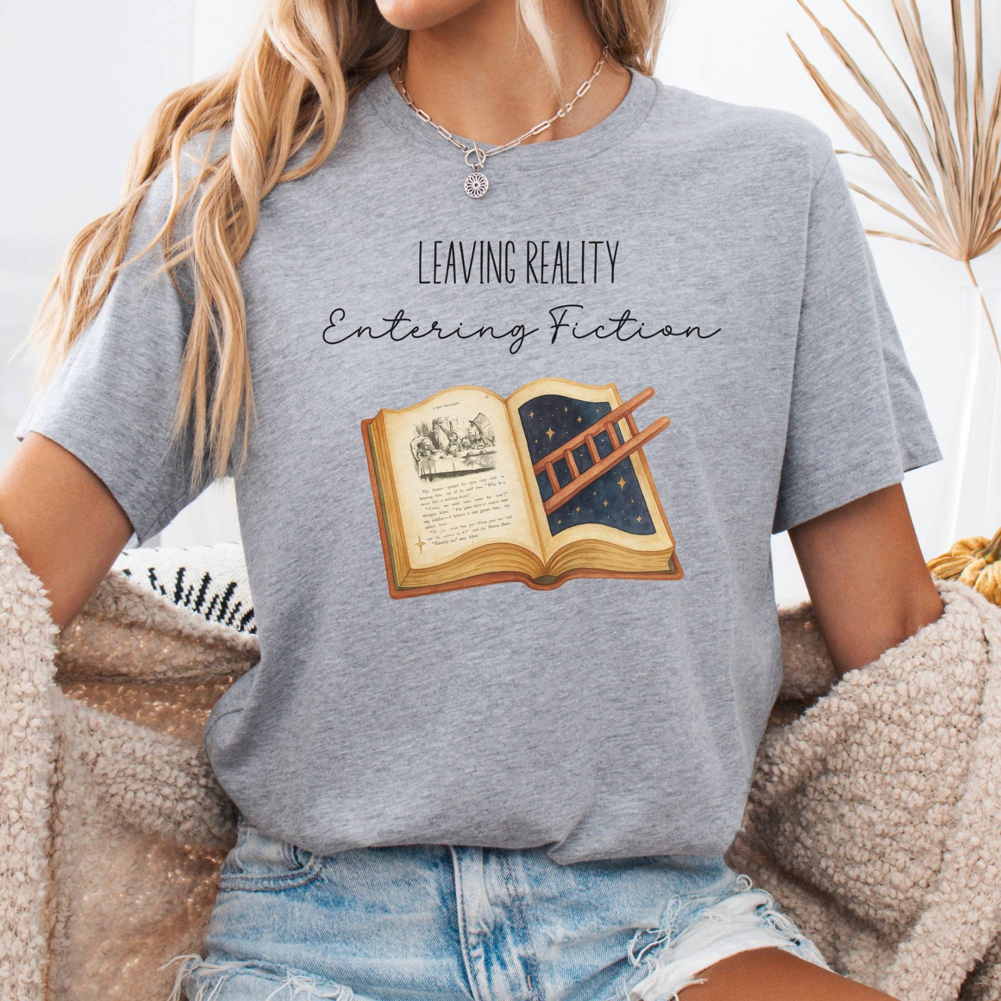 T-Shirt Athletic Heather / S Entering Fiction Bella + Canvas Tee – Literary Escape Tee The Mystic Eden