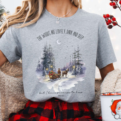 T-Shirt Athletic Heather / XS The Woods Are Lovely Robert Frost Christmas Tee The Mystic Eden