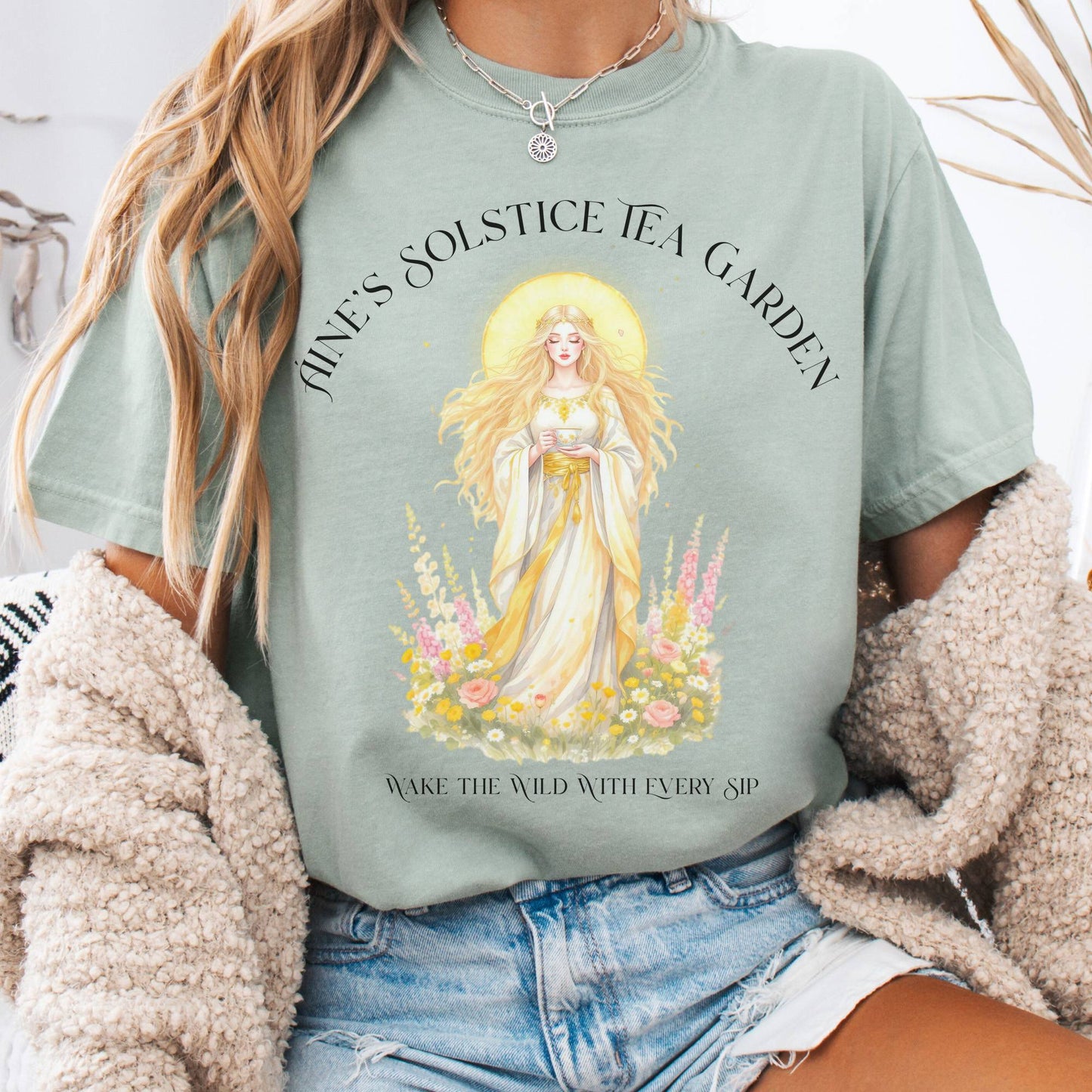 T-Shirt Bay / S Áine’s Solstice Tea Garden Celtic Goddess Tee The Mystic Eden