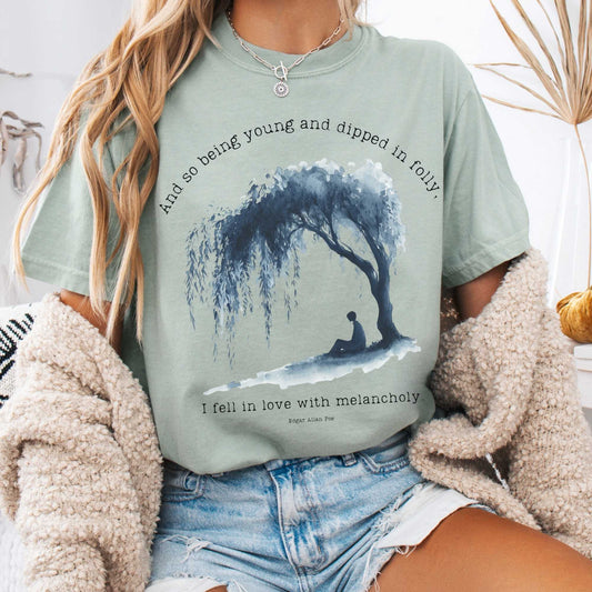 T-Shirt Bay / S And So Being Young Edgar Allan Poe Shirt The Mystic Eden