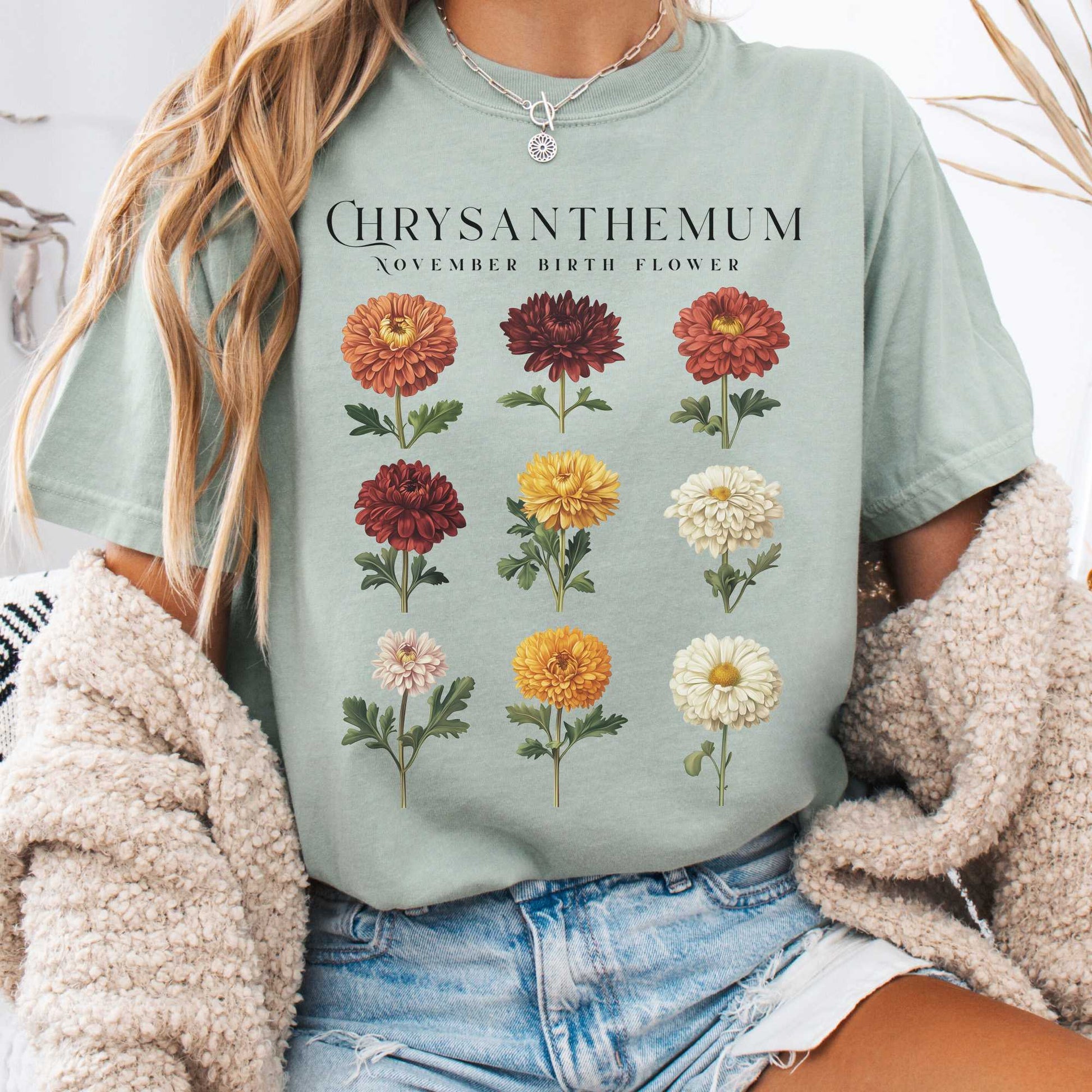 T-Shirt Bay / S Chrysanthemum November Birth Month Flower Shirt The Mystic Eden