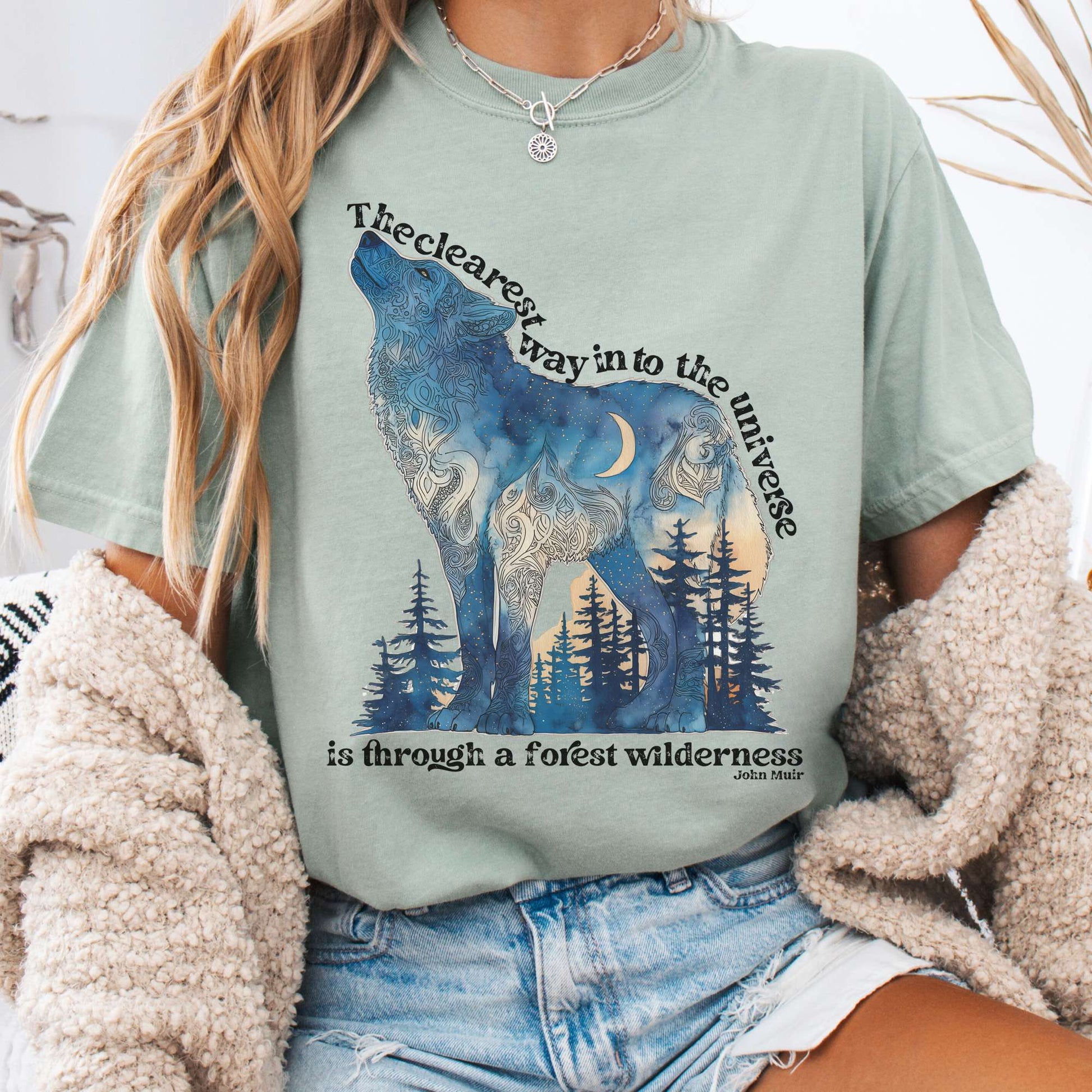 T-Shirt Bay / S Forest Wilderness Wolf T-Shirt – Nature Quote Tee The Mystic Eden