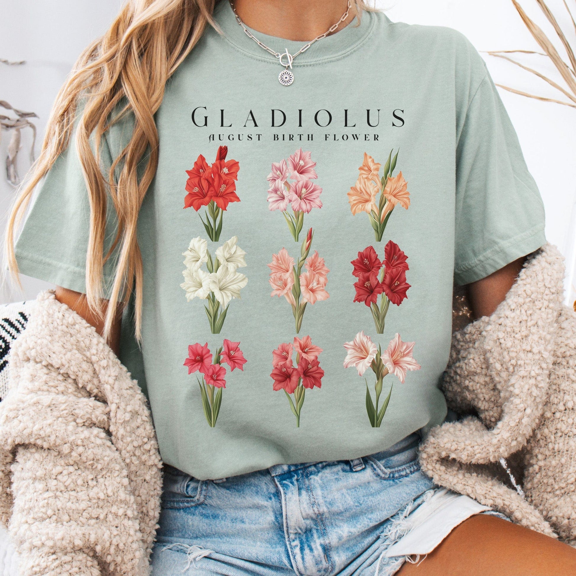 T-Shirt Bay / S Gladiolus August Birth Month Flower Shirt The Mystic Eden