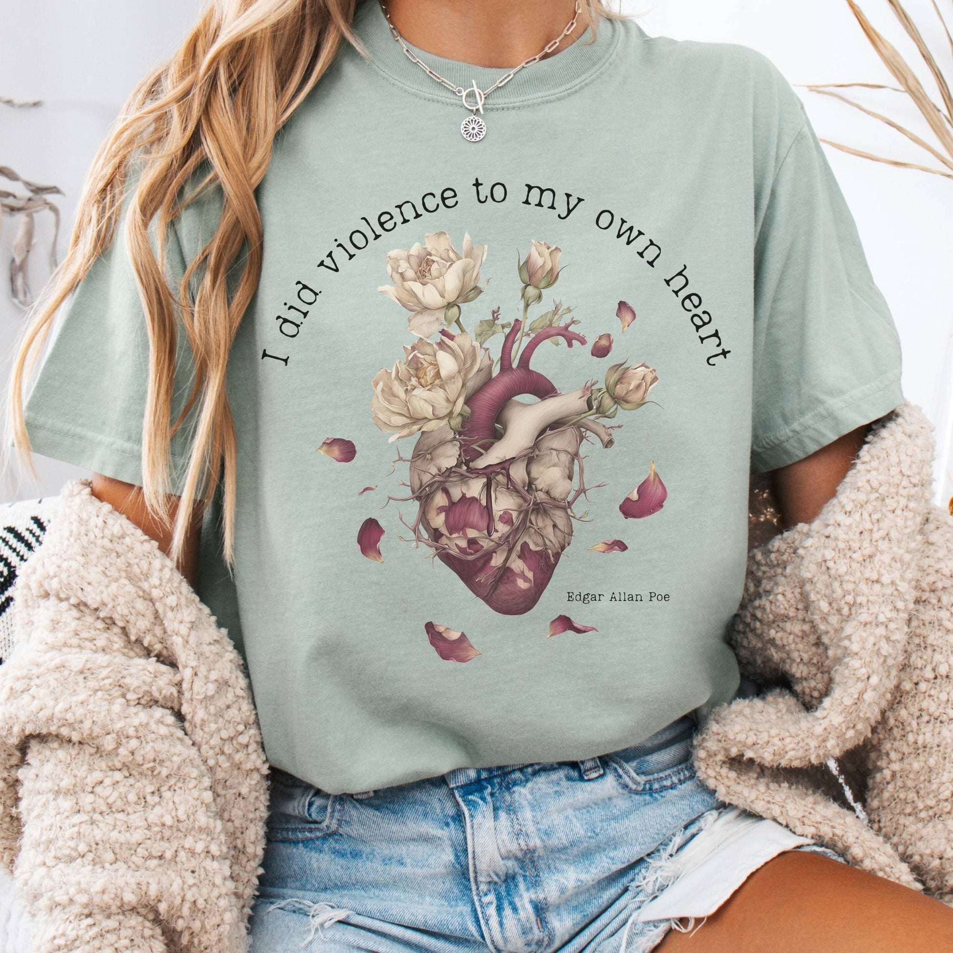 T-Shirt Bay / S I Did Violence To My Own Heart Edgar Allan Poe Tee The Mystic Eden