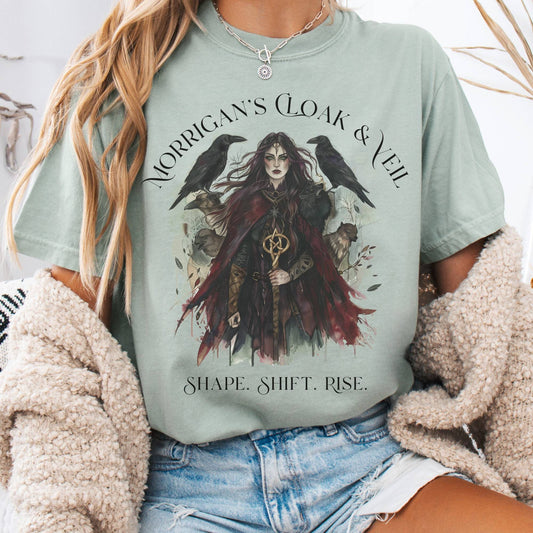 T-Shirt Bay / S Morrigan's Cloak & Veil T-Shirt – Celtic Goddess Tee The Mystic Eden