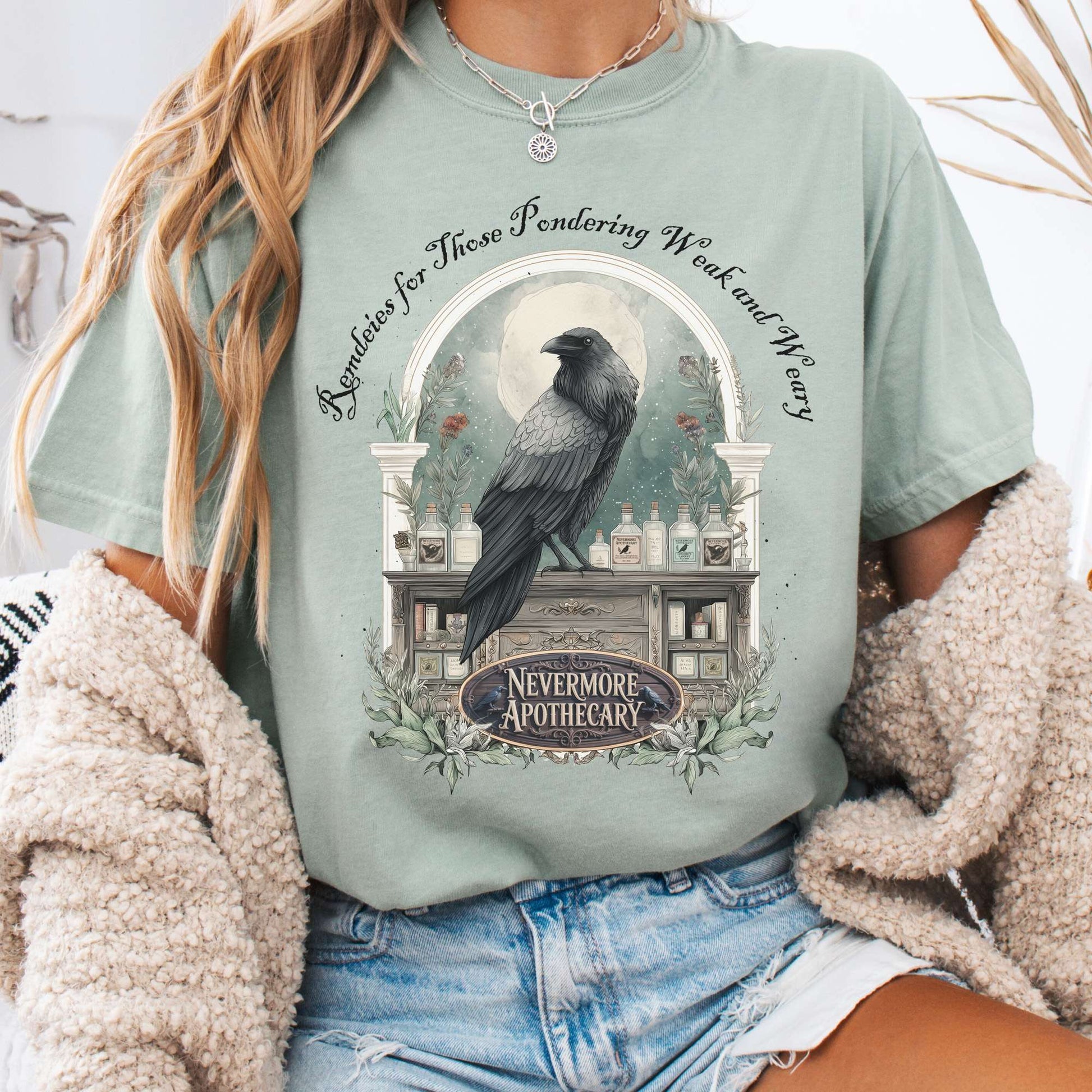 T-Shirt Bay / S Nevermore Apothecary Edgar Allan Poe Tee The Mystic Eden