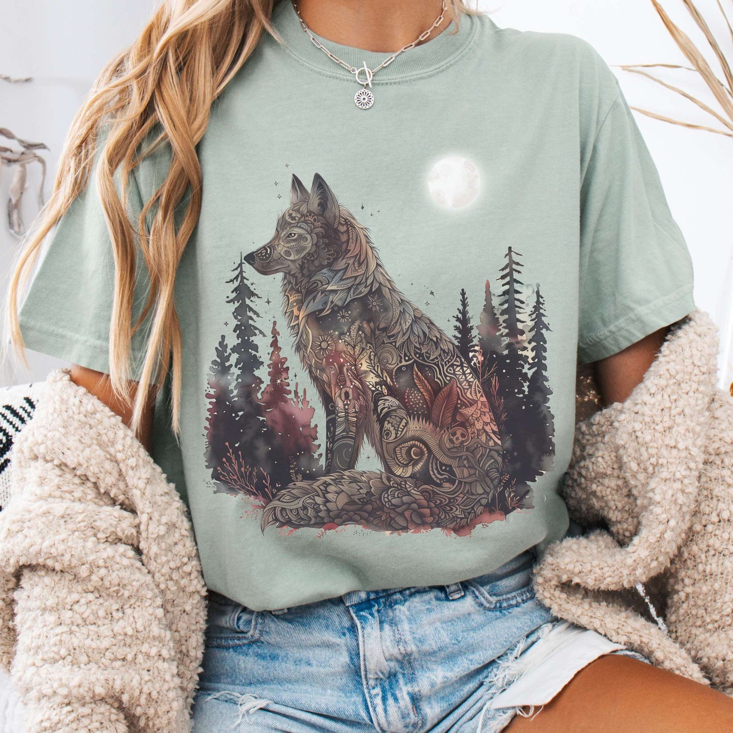 T-Shirt Bay / S Nightfall Wolf T-Shirt – Mystical Forestcore Tee The Mystic Eden