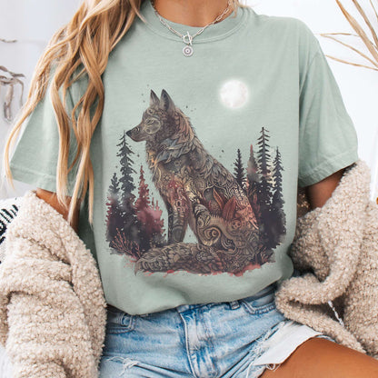 T-Shirt Bay / S Nightfall Wolf T-Shirt – Mystical Forestcore Tee The Mystic Eden
