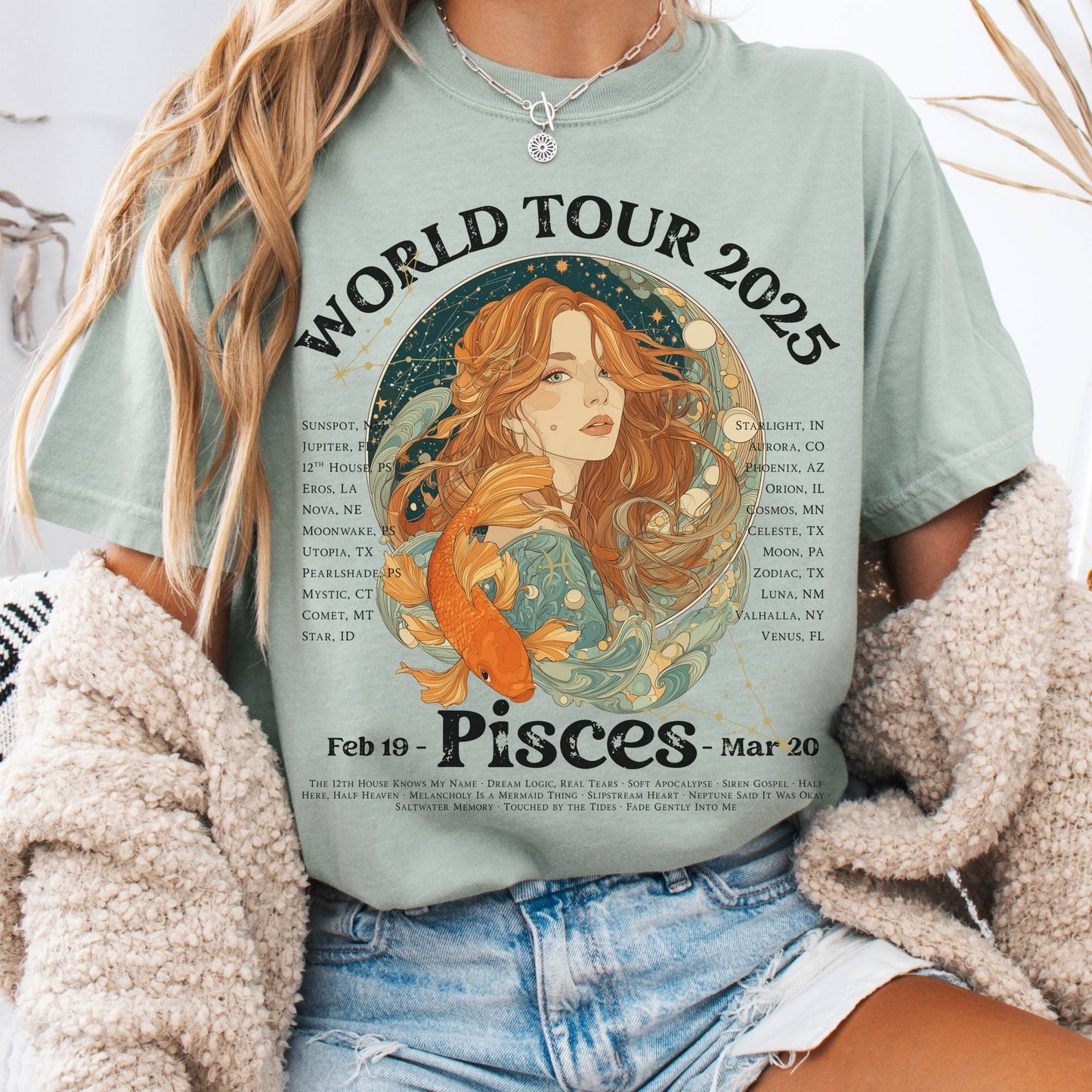 T-Shirt Bay / S Pisces Concert T-Shirt - Zodiac World Tour 2025 Shirt The Mystic Eden