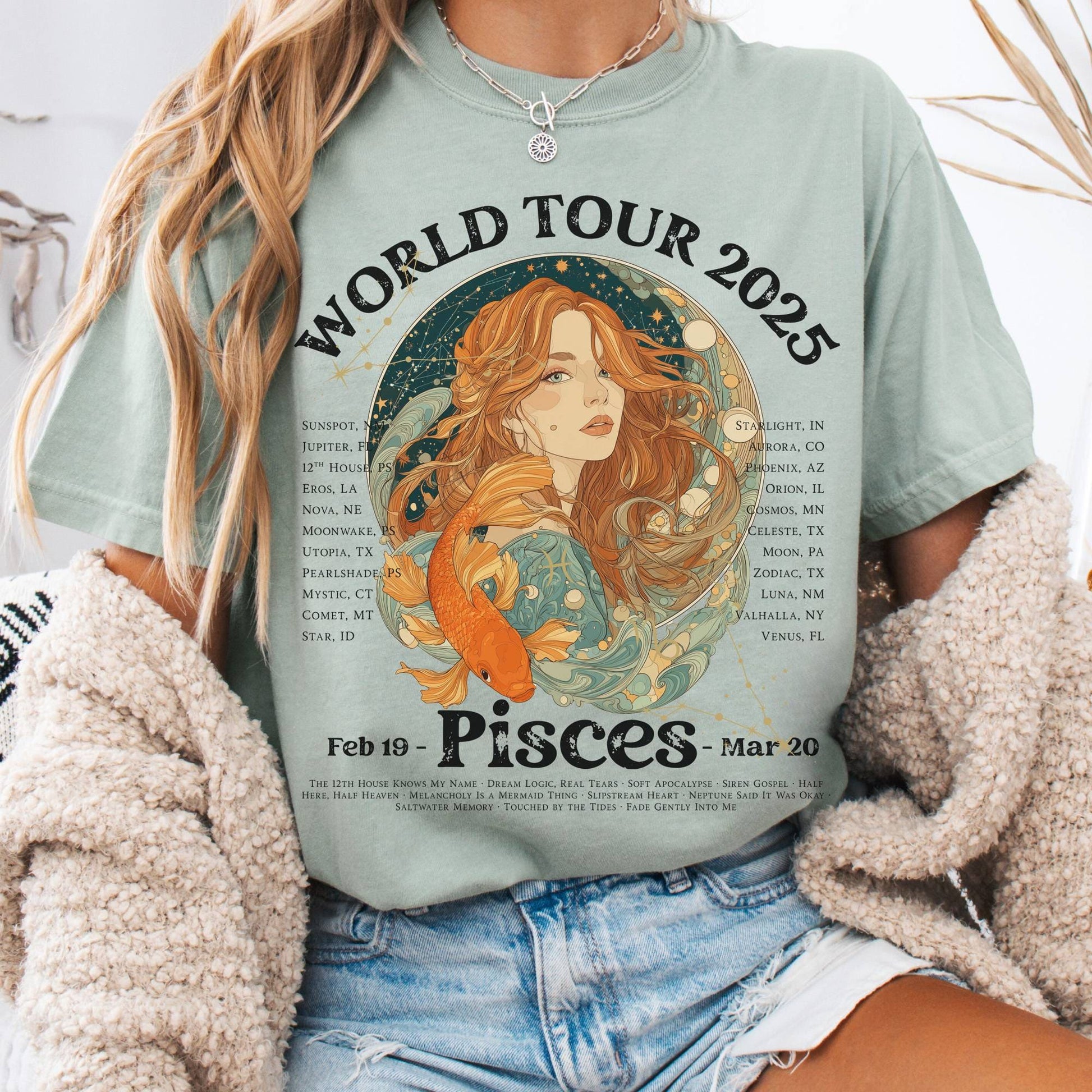T-Shirt Bay / S Pisces Concert T-Shirt - Zodiac World Tour 2025 Shirt The Mystic Eden
