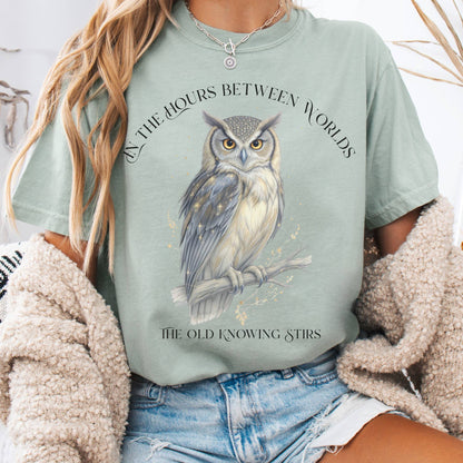 T-Shirt Bay / S The Old Knowing Stirs Mystical Owl Tee The Mystic Eden