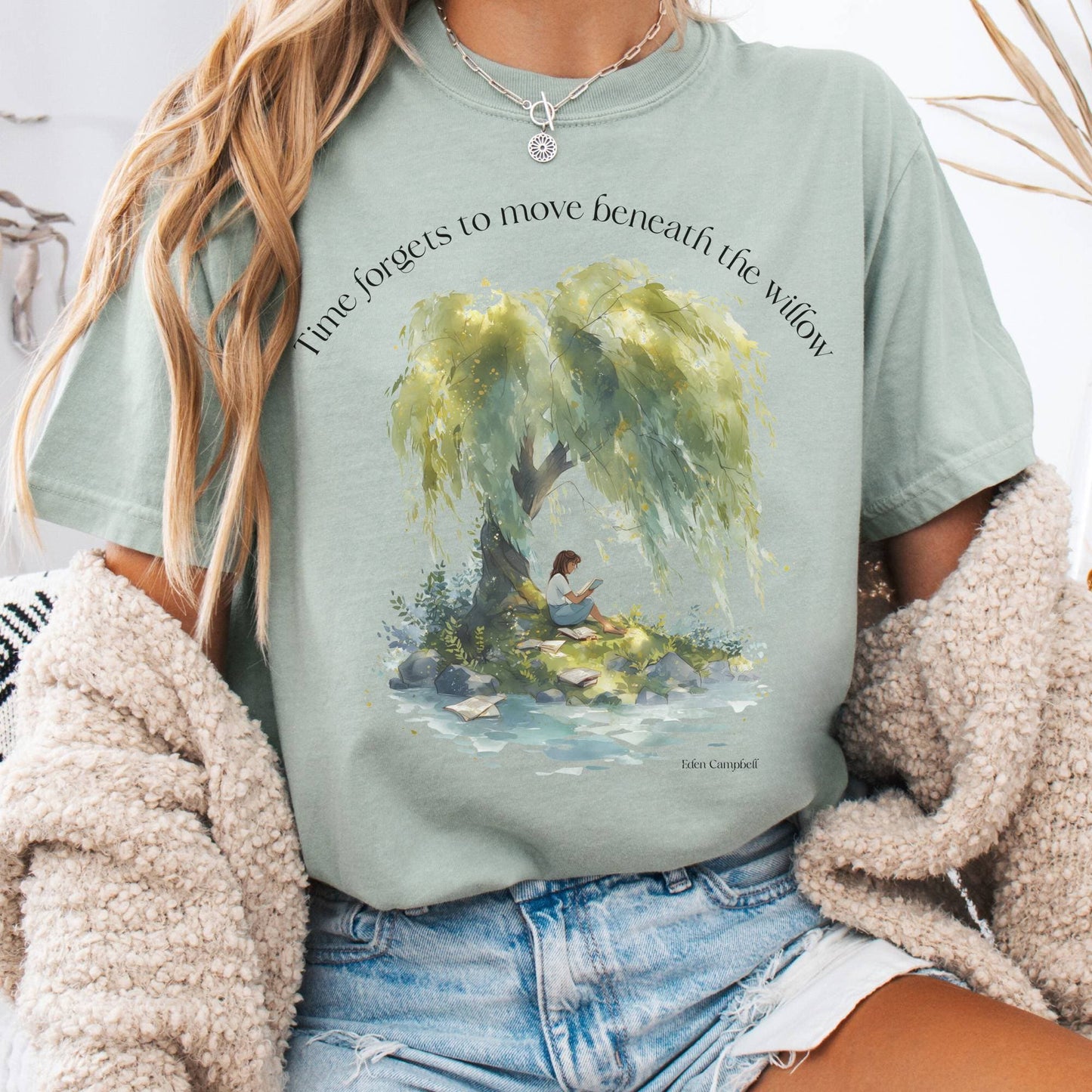 T-Shirt Bay / S Time Forgets to Move Beneath the Willow Tee The Mystic Eden