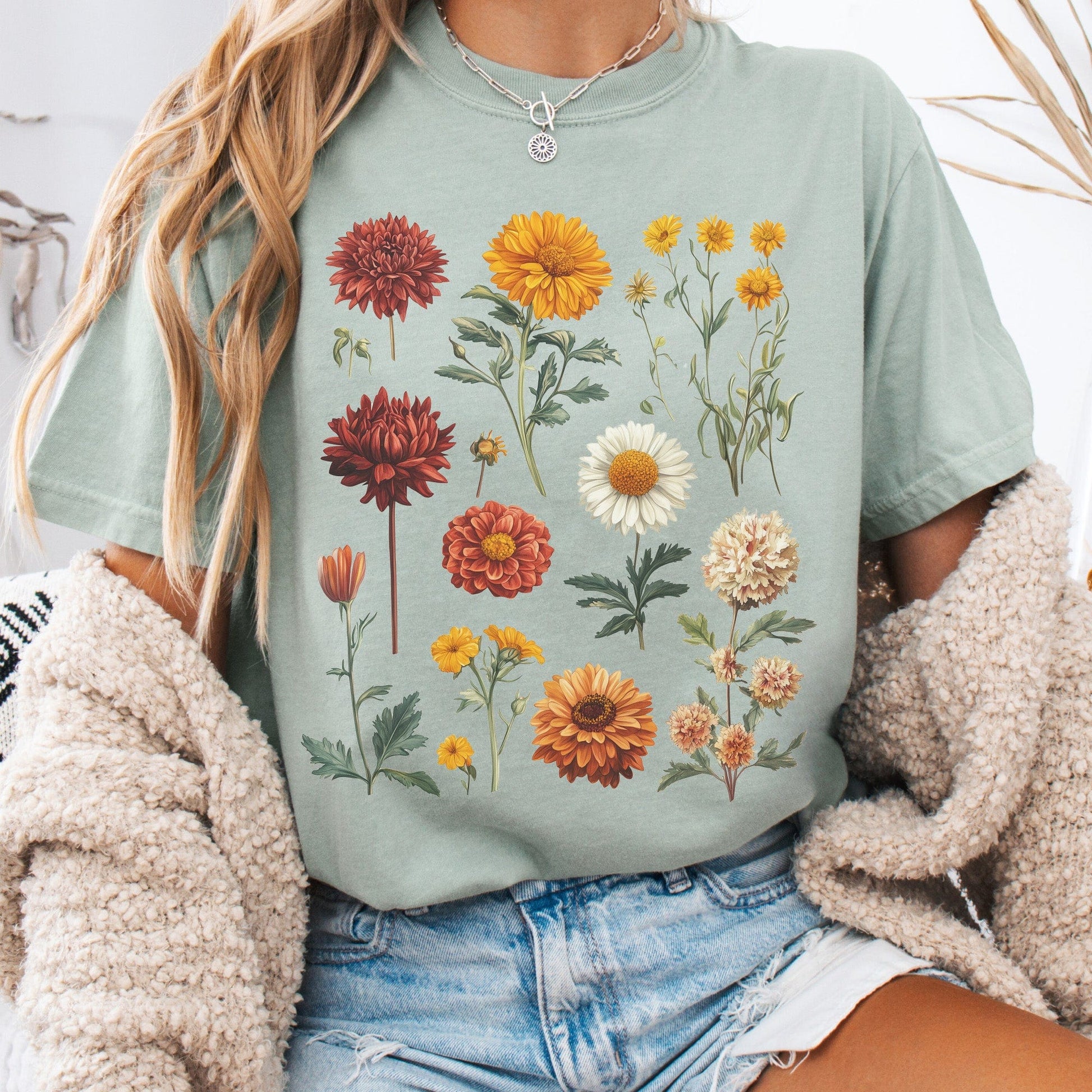 T-Shirt Bay / S Vintage Botanical Fall Floral Shirt The Mystic Eden