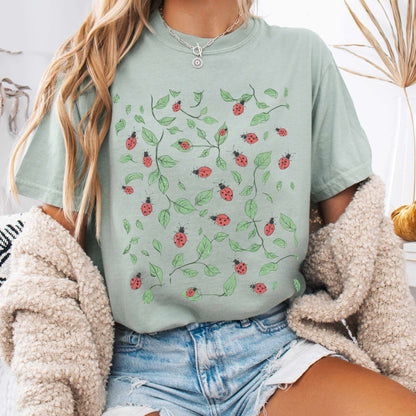 T-Shirt Bay / S Vintage Ladybird Leaf Cottagecore Shirt The Mystic Eden