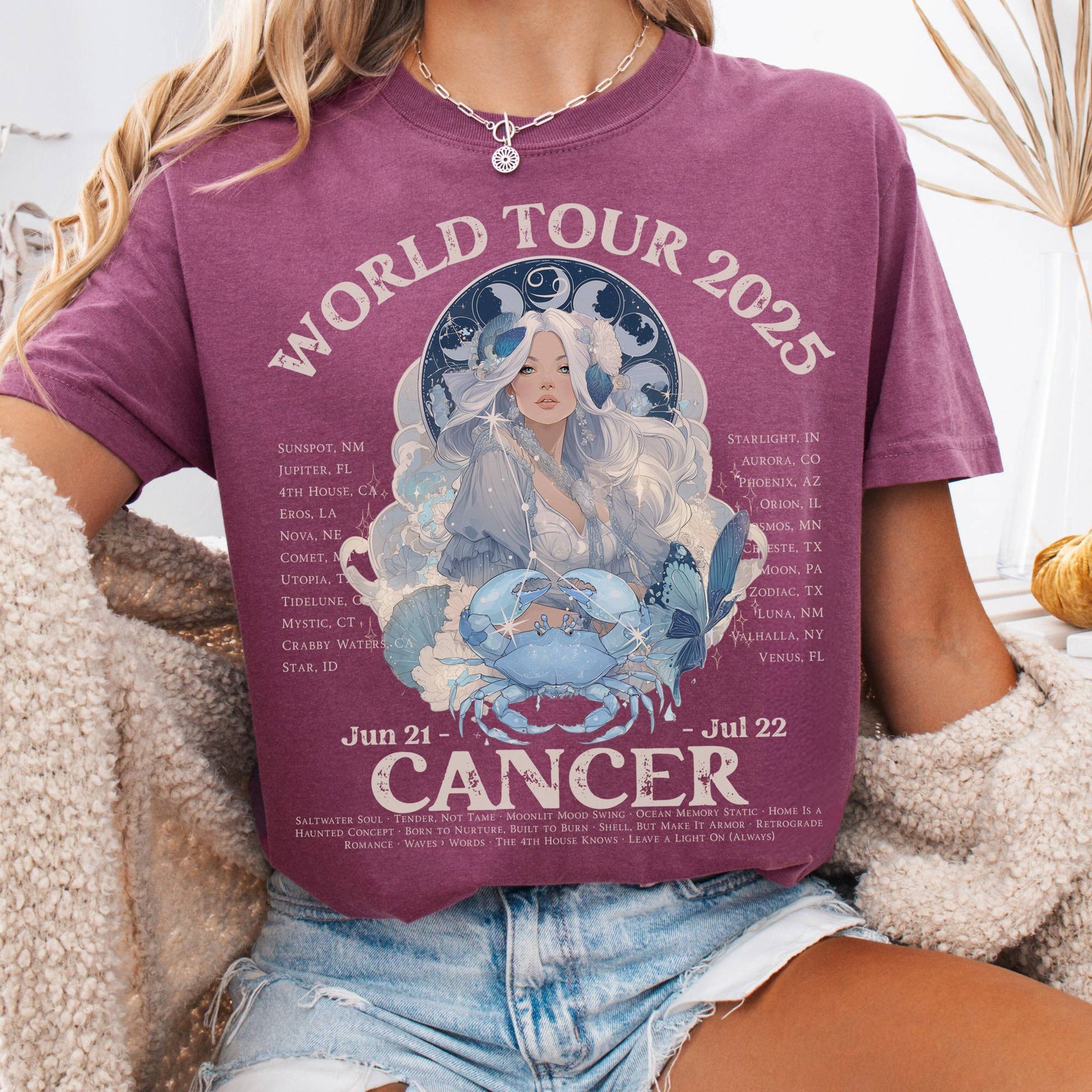 T-Shirt Berry / S Cancer Concert T-Shirt - Zodiac World Tour 2025 Shirt The Mystic Eden