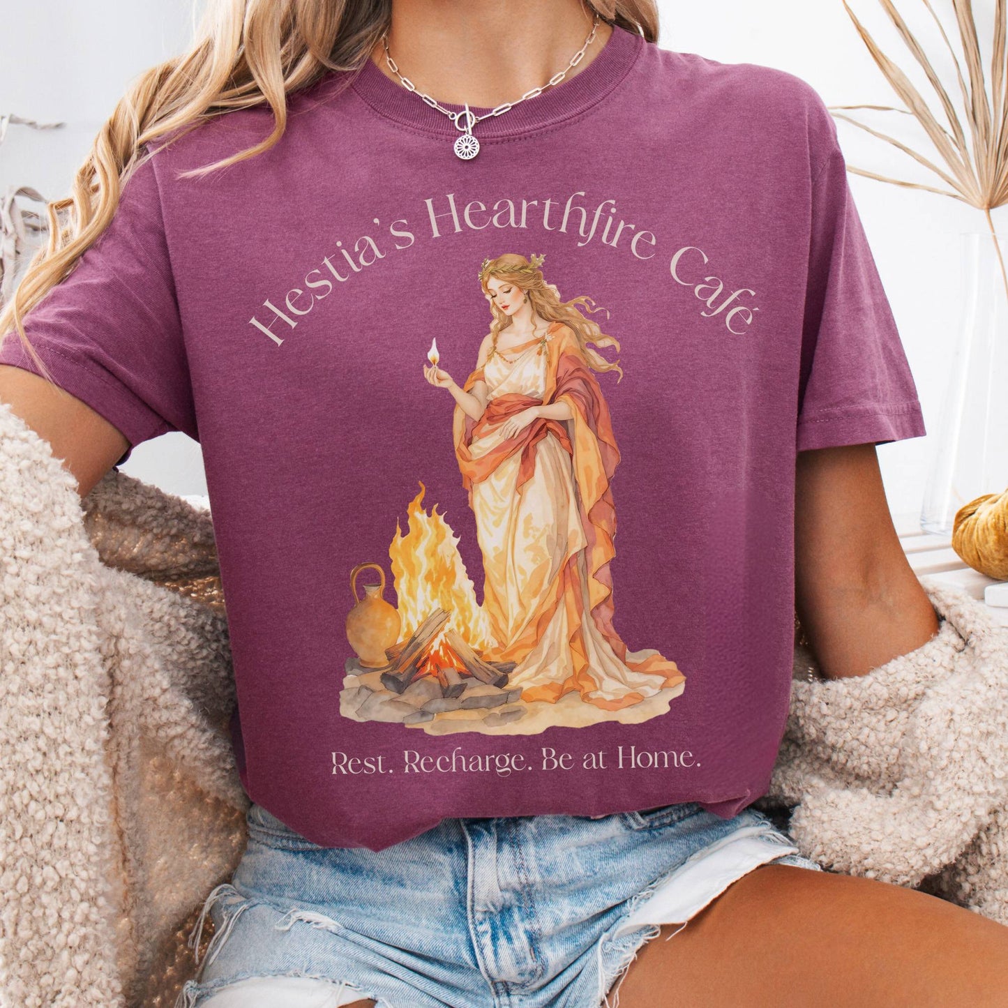 T-Shirt Berry / S Hestia’s Hearthfire Café Mythology Tee The Mystic Eden