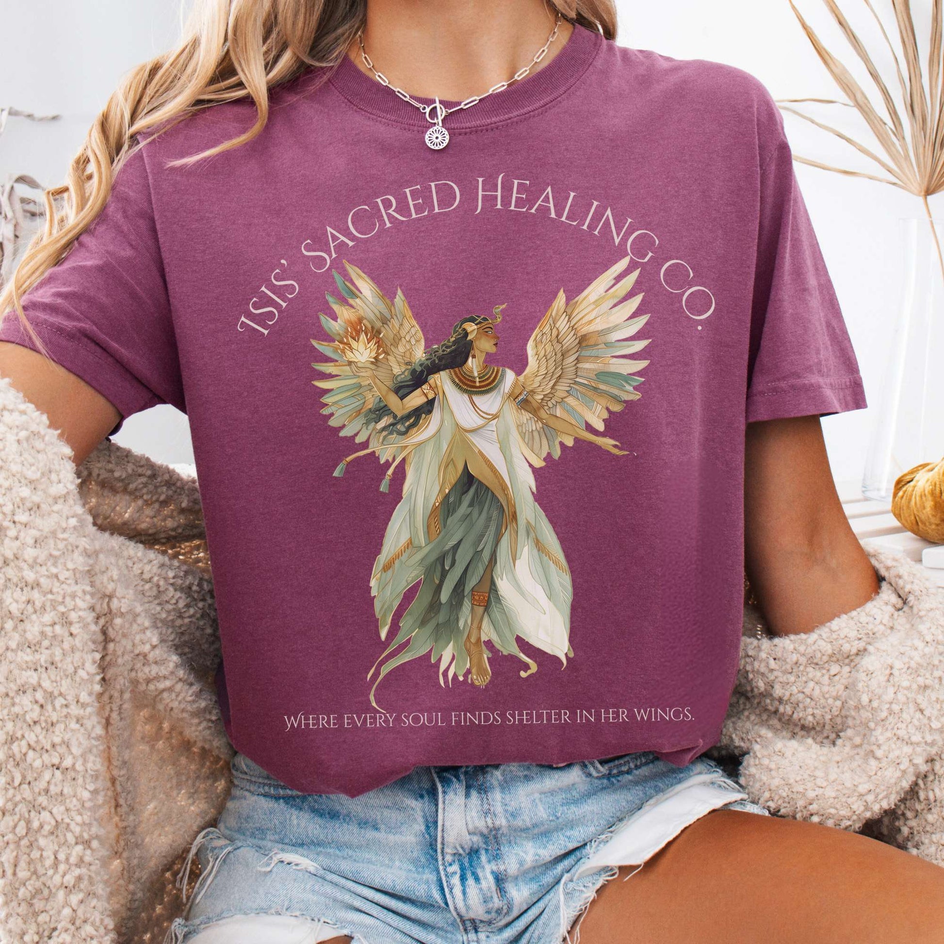 T-Shirt Berry / S Isis' Sacred Healing Co Egyptian Mythology Tee The Mystic Eden
