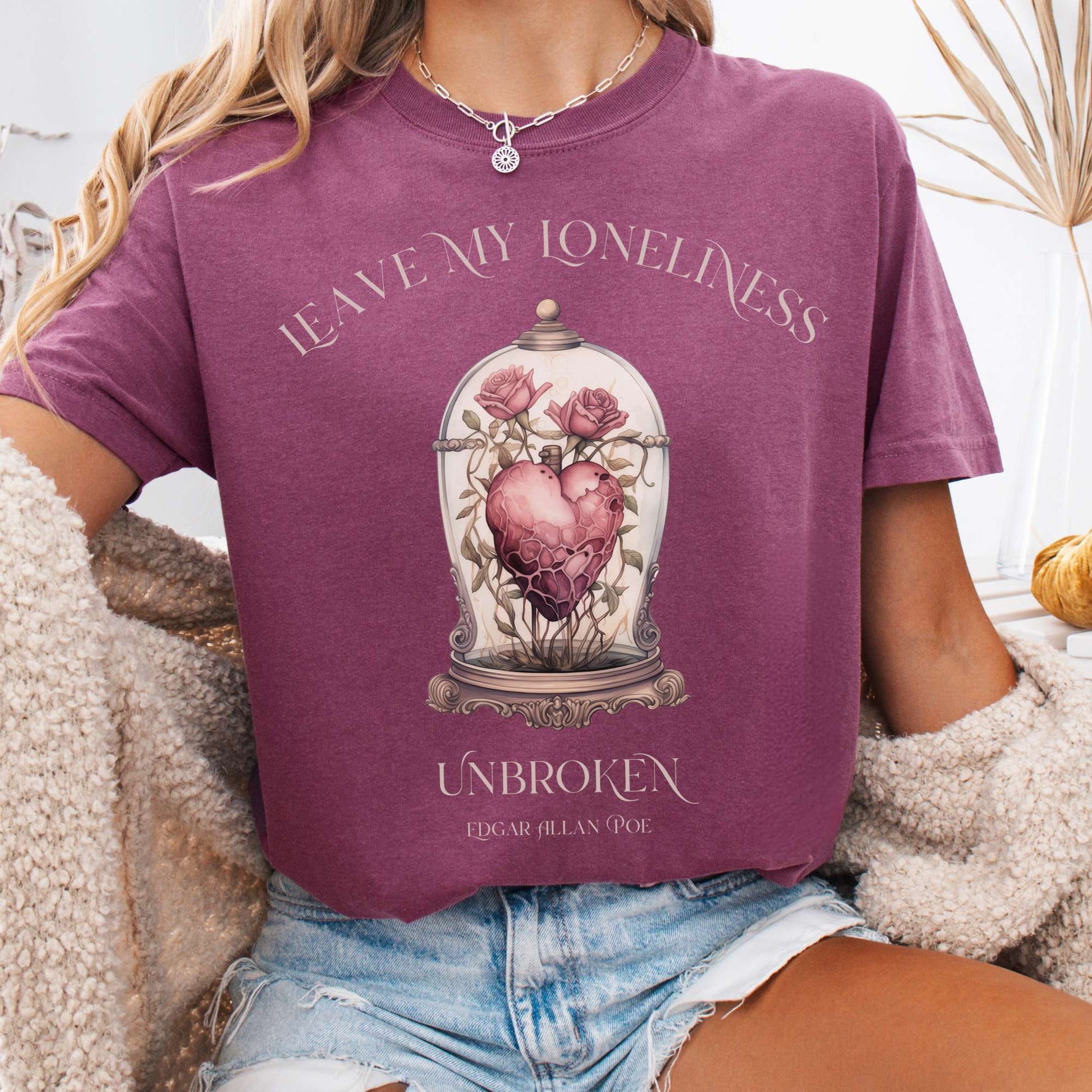 T-Shirt Berry / S Leave My Loneliness Unbroken T-Shirt – Poe Gothic Romance Tee The Mystic Eden