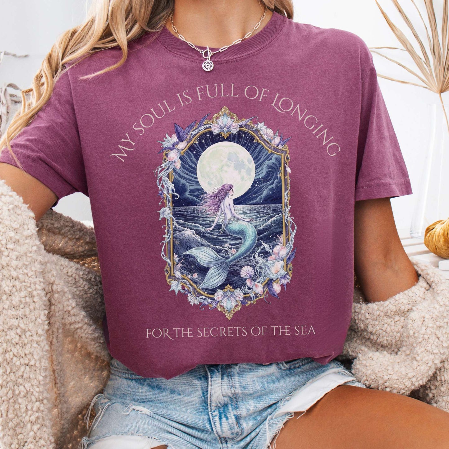 T-Shirt Berry / S My Soul Is Full of Longing For The Secrets Of The Sea T-Shirt The Mystic Eden