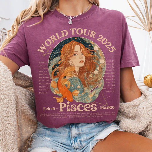 T-Shirt Berry / S Pisces Concert T-Shirt - Zodiac World Tour 2025 Shirt The Mystic Eden