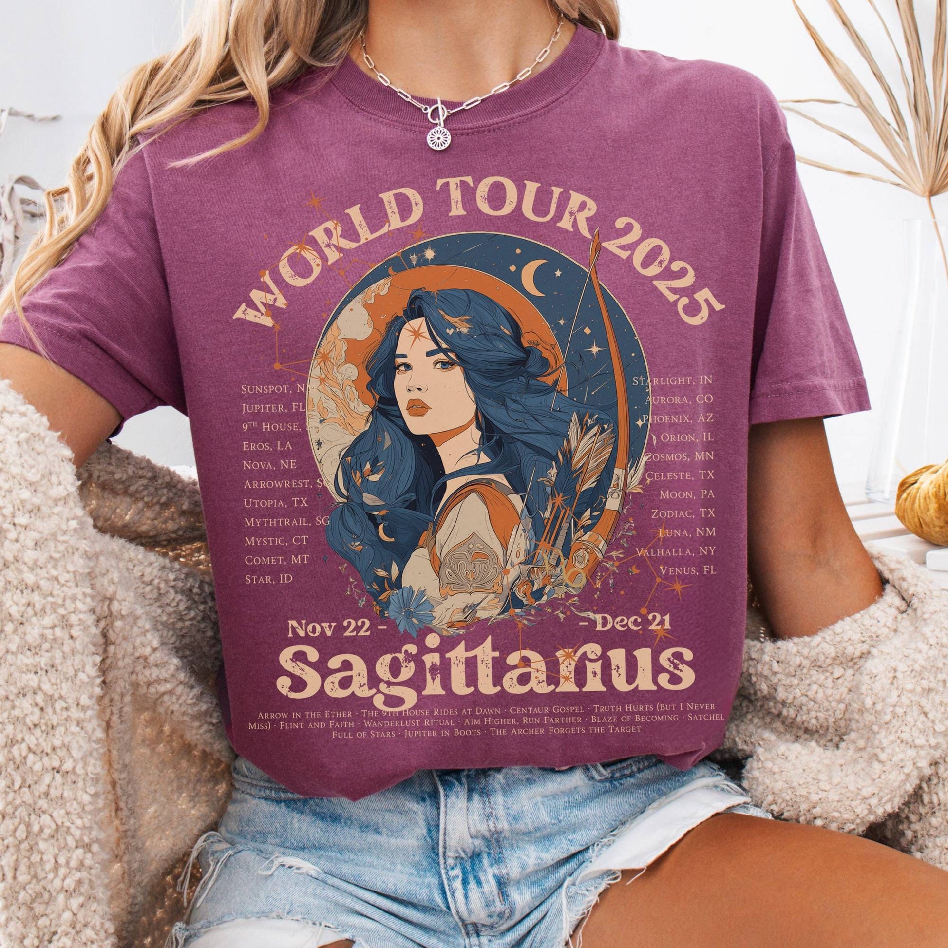 T-Shirt Berry / S Sagittarius Concert T-Shirt - Zodiac World Tour 2025 Shirt The Mystic Eden