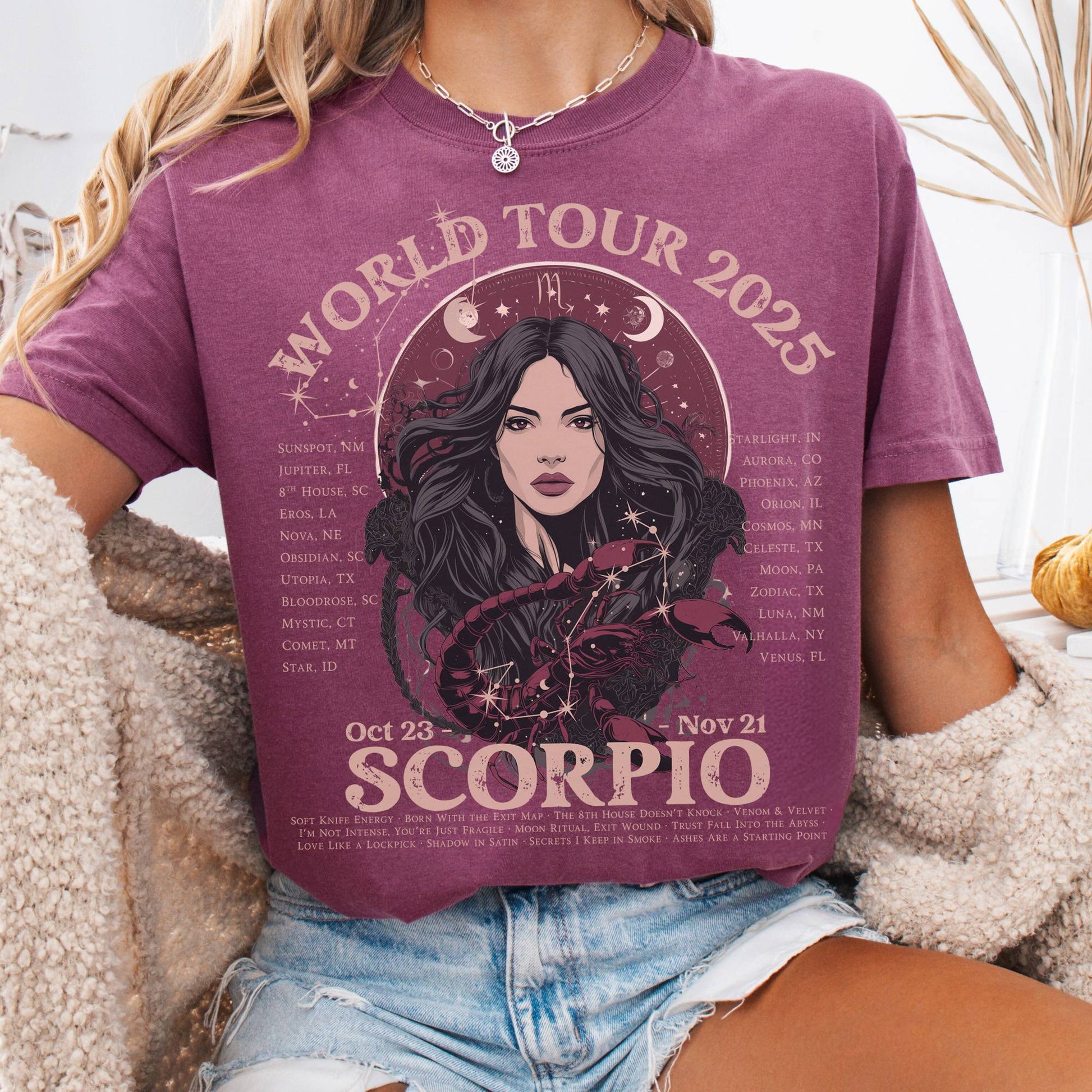 T-Shirt Berry / S Scorpio Concert T-Shirt - Zodiac World Tour 2025 Shirt The Mystic Eden