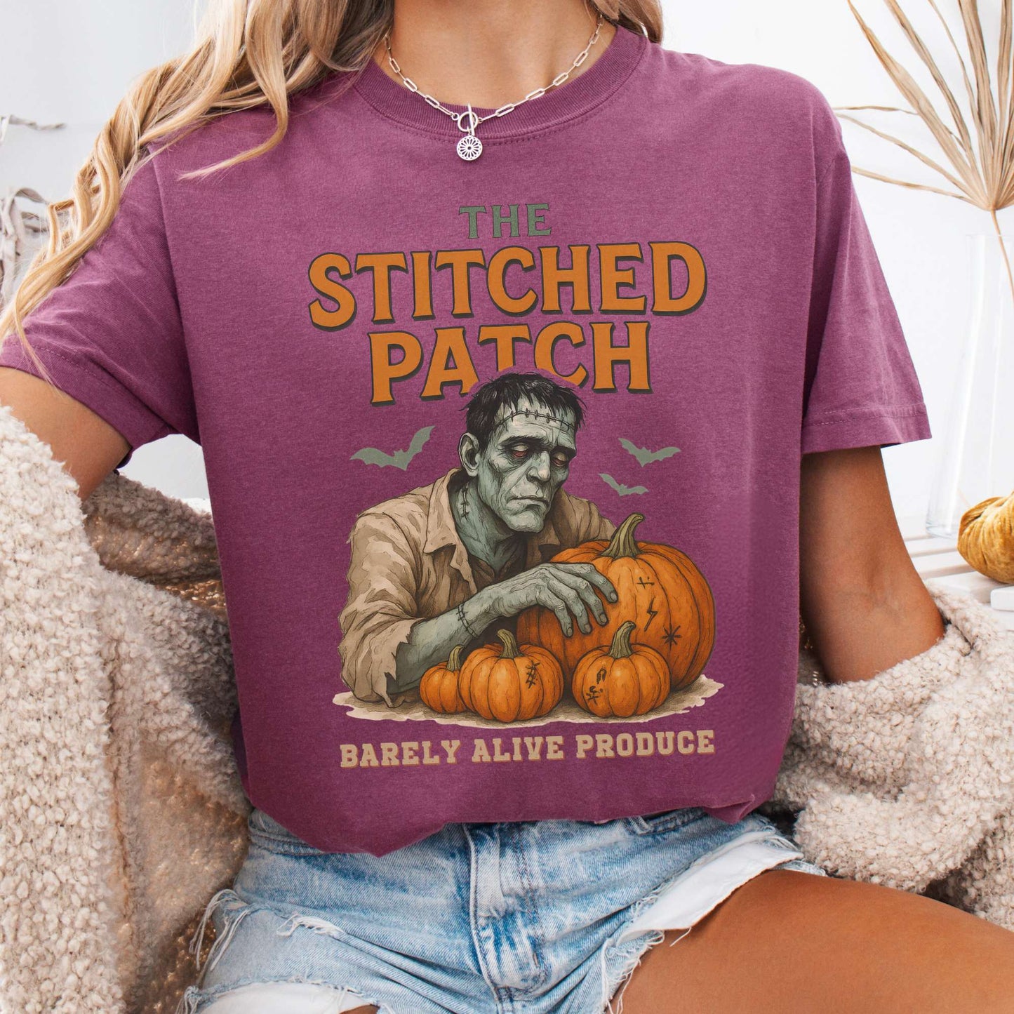 T-Shirt Berry / S The Stitched Patch Frankenstein Shirt The Mystic Eden