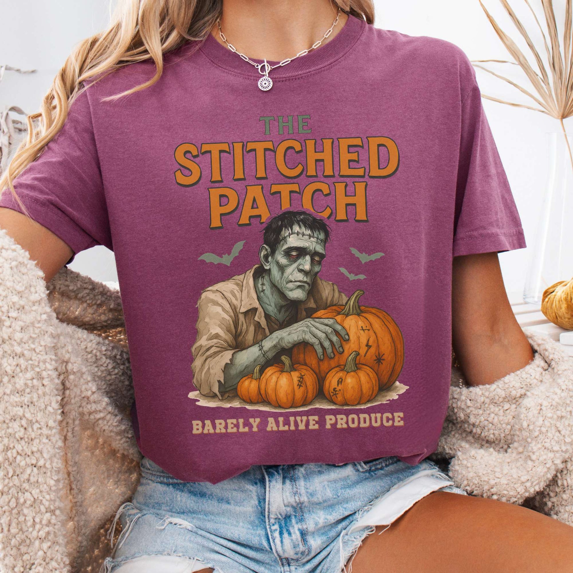 T-Shirt Berry / S The Stitched Patch Frankenstein Shirt The Mystic Eden
