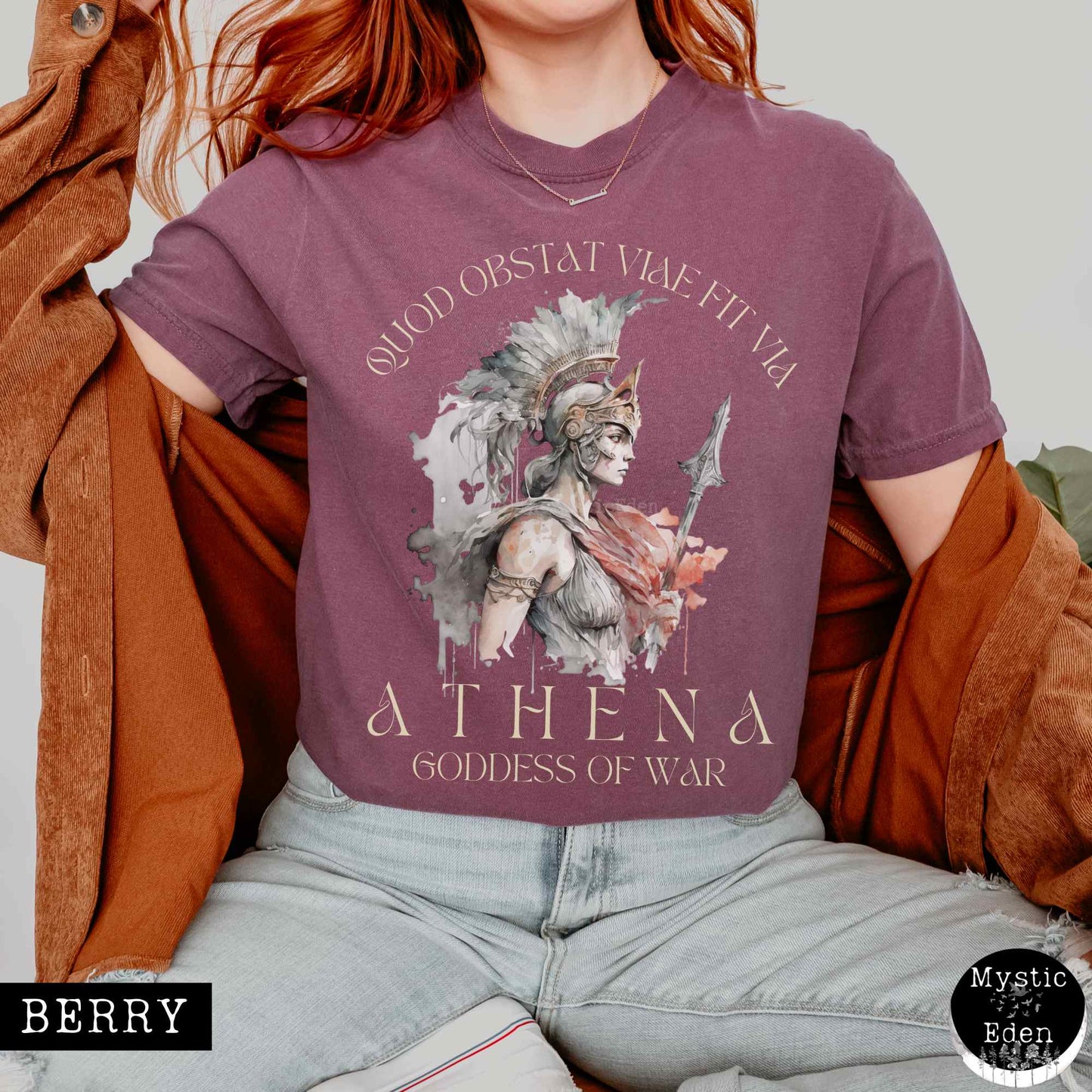 T-Shirt Berry / S Vintage Athena Greek Mythology Shirt The Mystic Eden