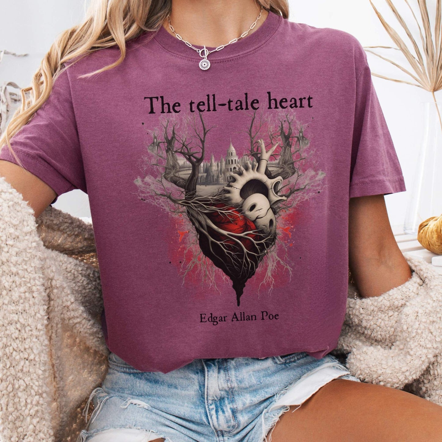 T-Shirt Berry / S Vintage Edgar Allan Poe Shirt - The Tell Tale Heart The Mystic Eden