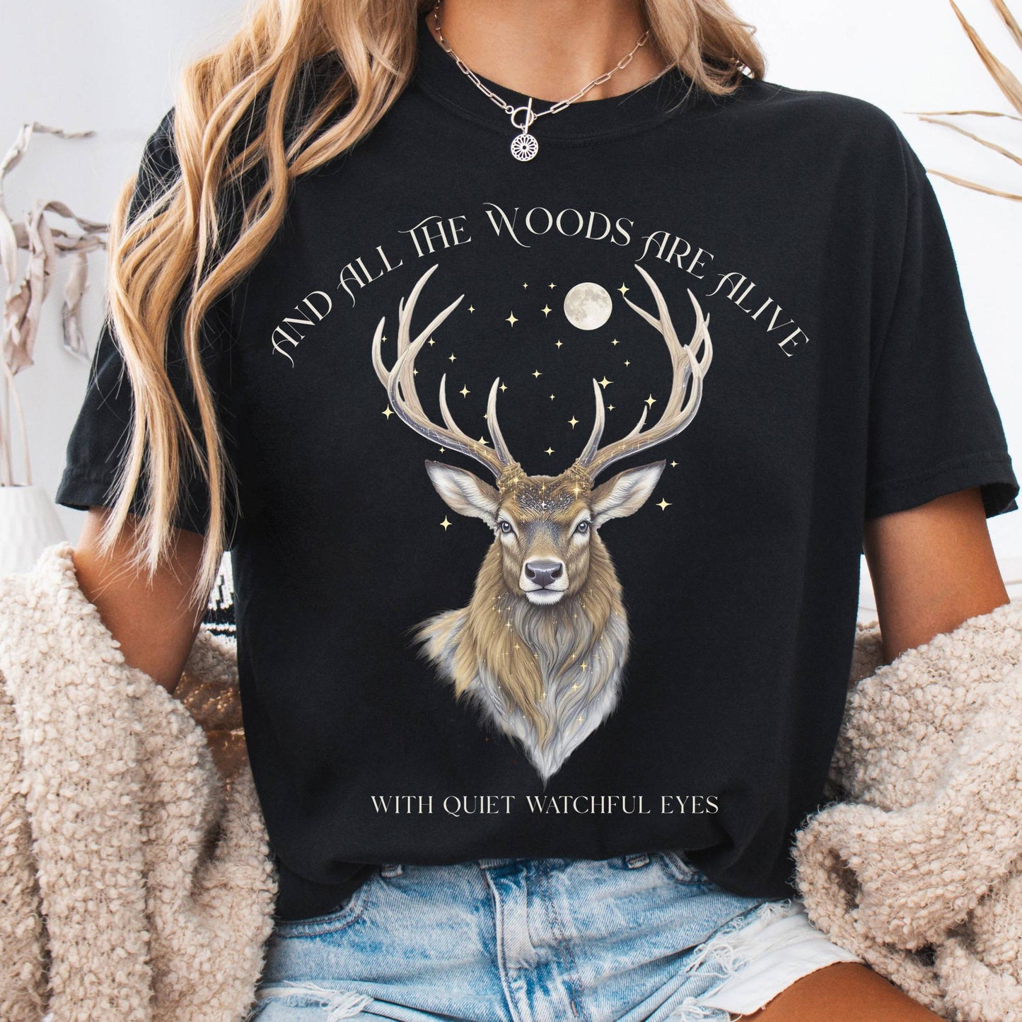 T-Shirt Black / S All the Woods Are Alive With Watchful Eyes Walter de la Mare Tee The Mystic Eden