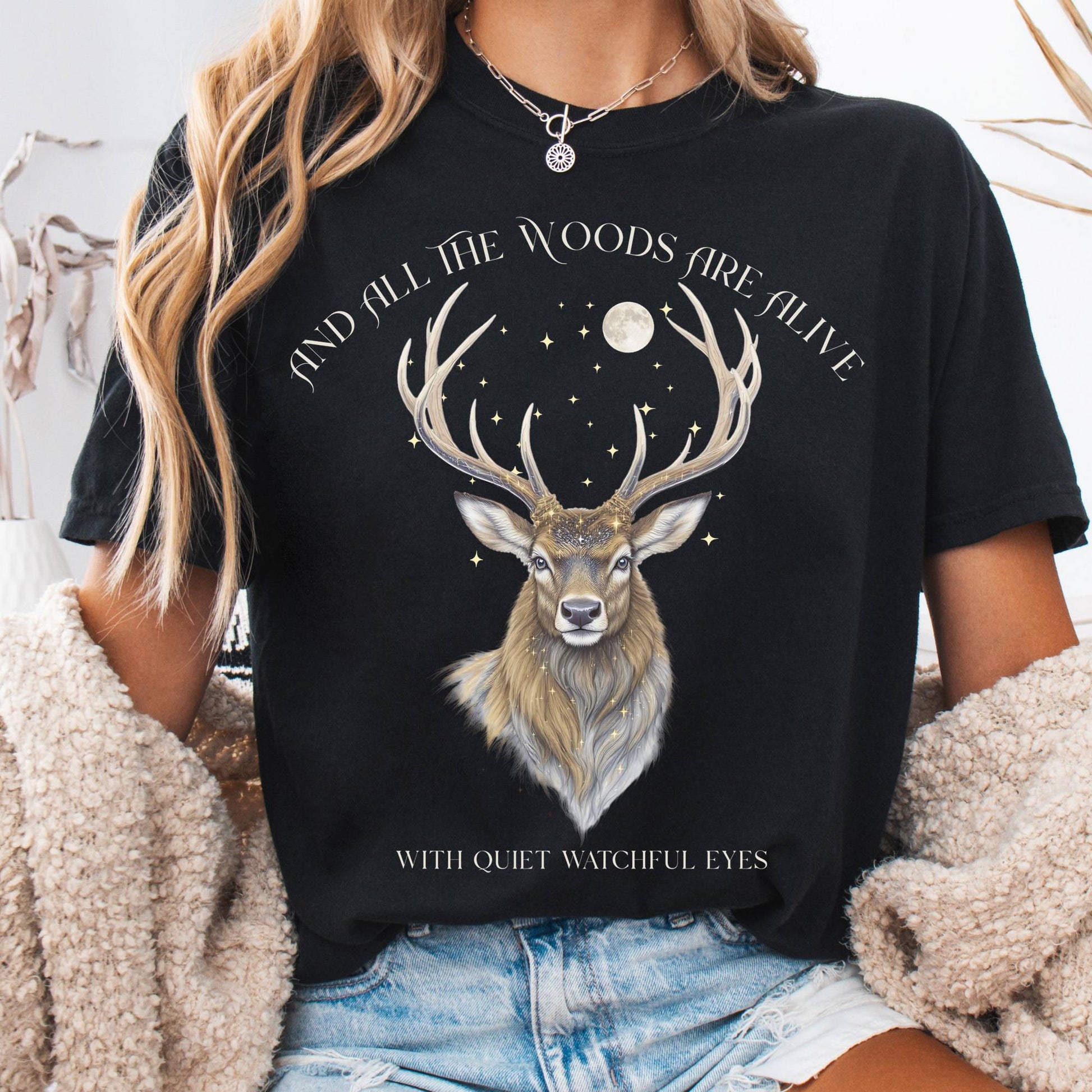 T-Shirt Black / S All the Woods Are Alive With Watchful Eyes Walter de la Mare Tee The Mystic Eden