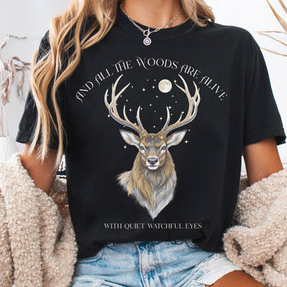 T-Shirt Black / S All the Woods Are Alive With Watchful Eyes Walter de la Mare Tee The Mystic Eden