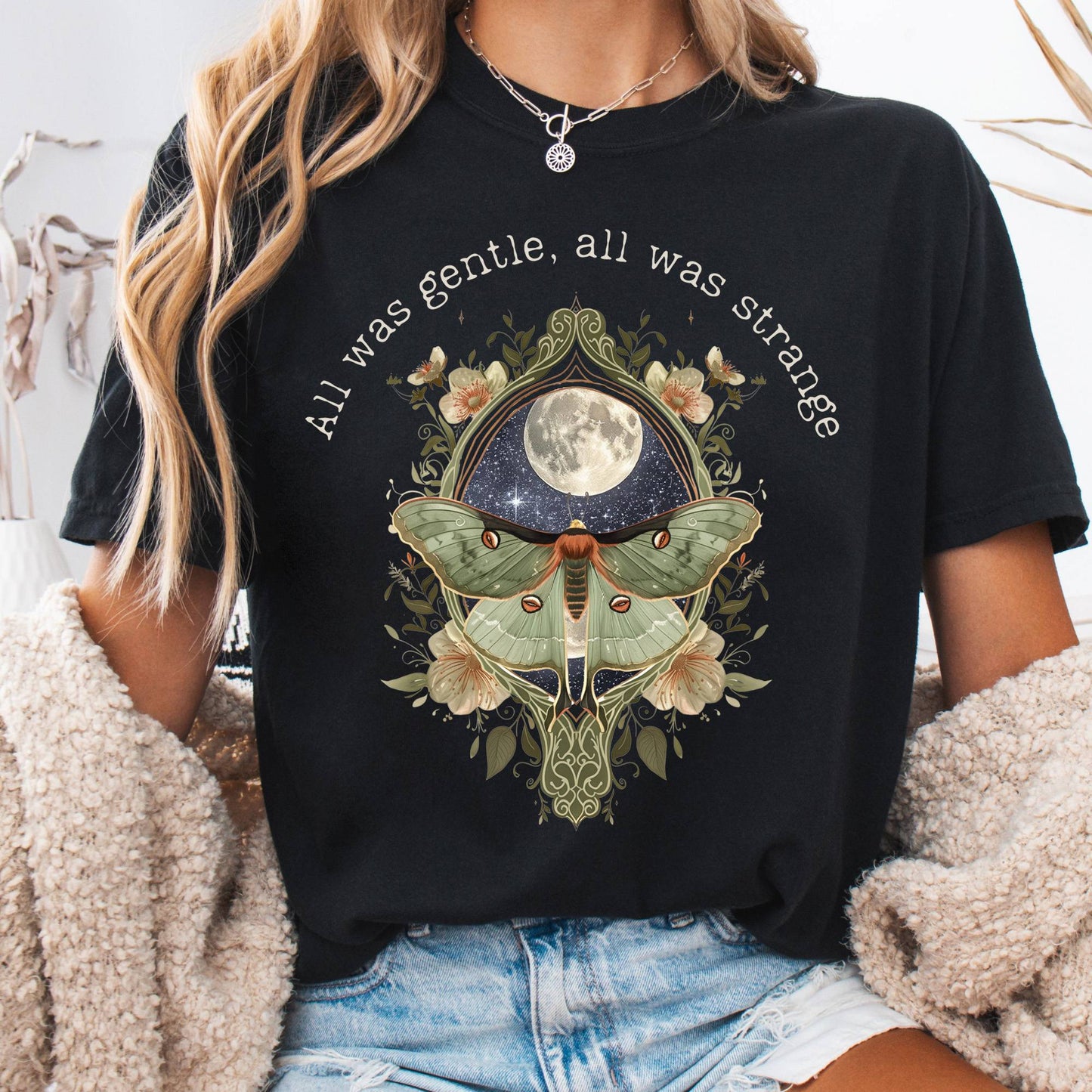 T-Shirt Black / S All Was Gentle All Was Strange Edgar Allan Poe Tee The Mystic Eden