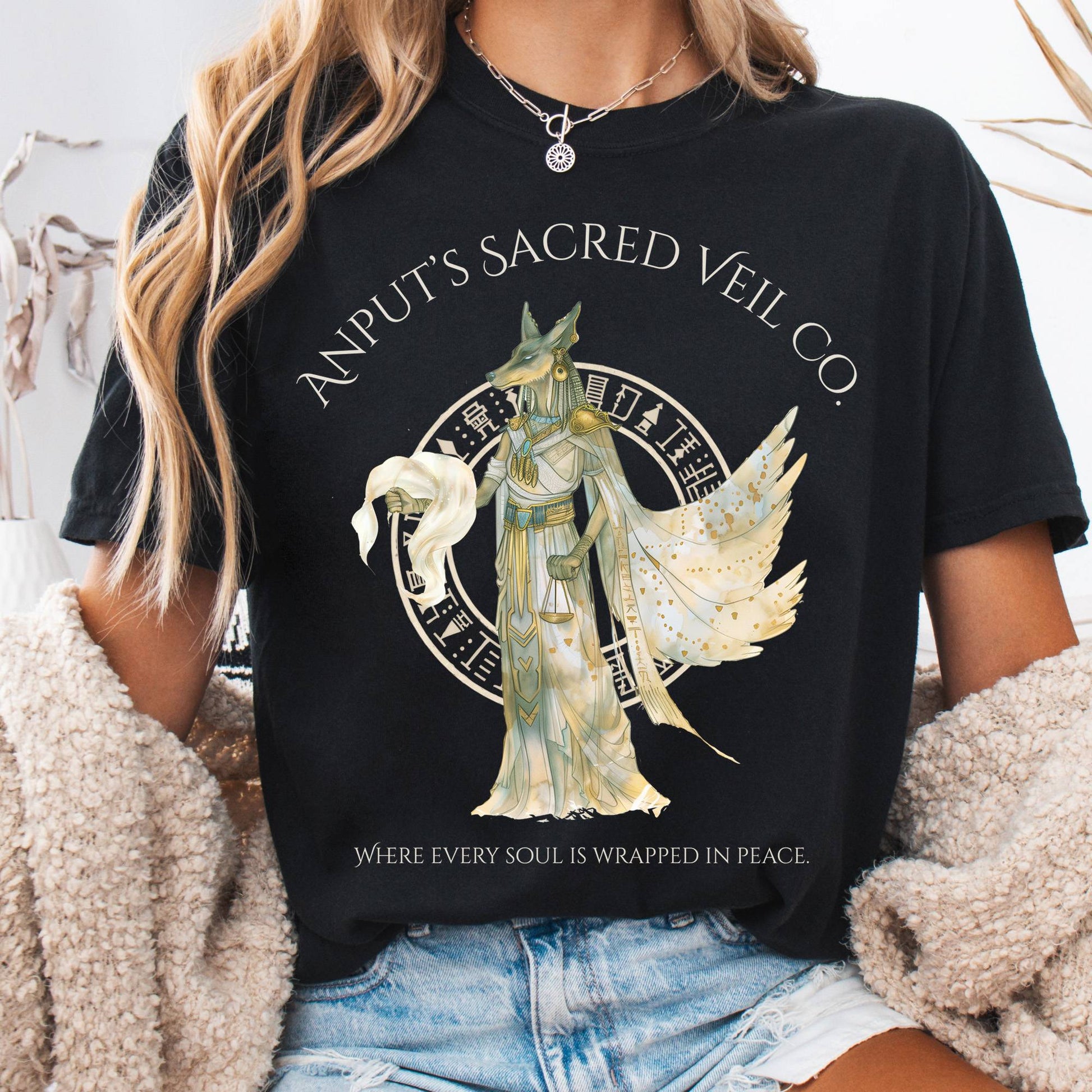 T-Shirt Black / S Anput's Sacred Veil Co Egyptian Mythology The Mystic Eden